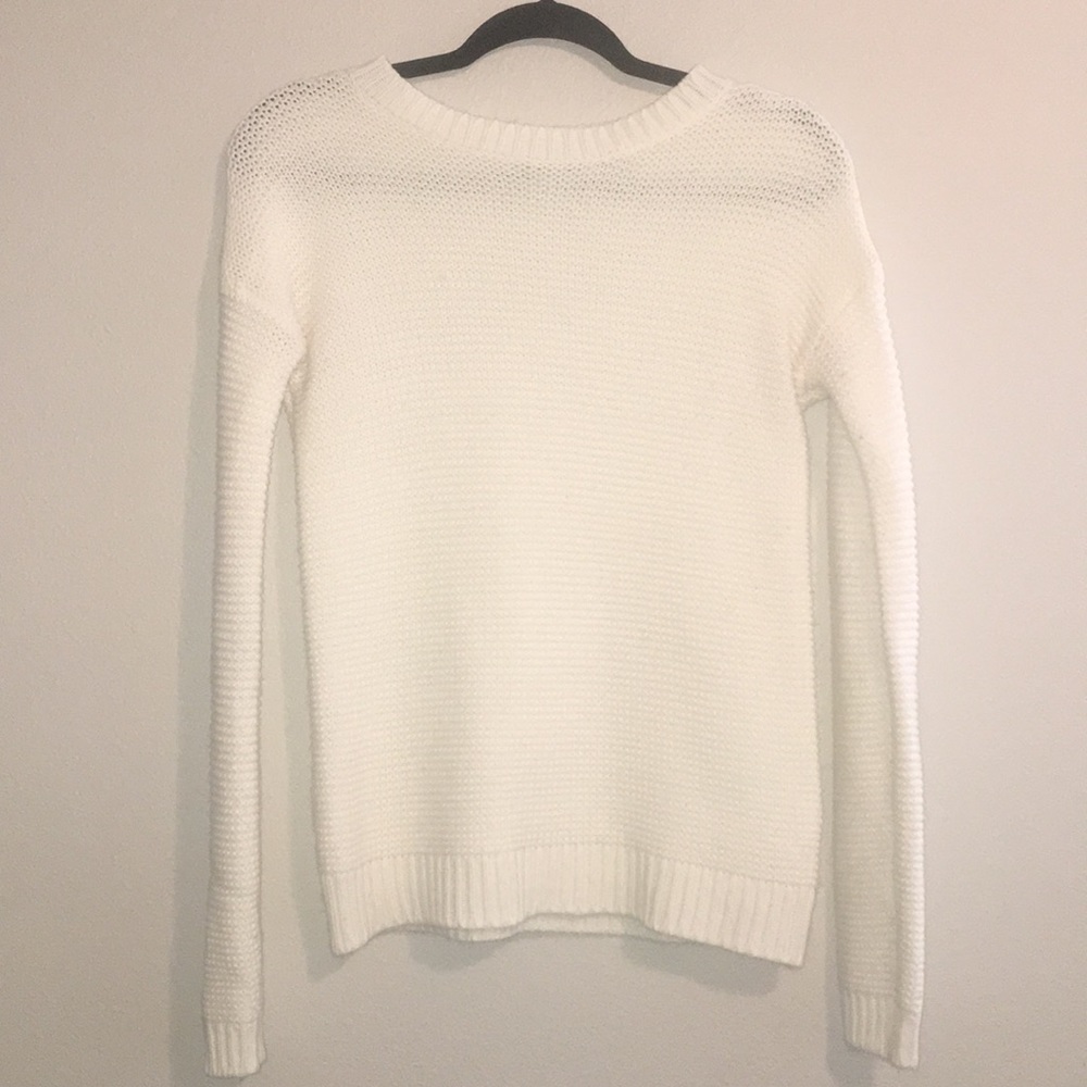 F21 white waffle knit sweater